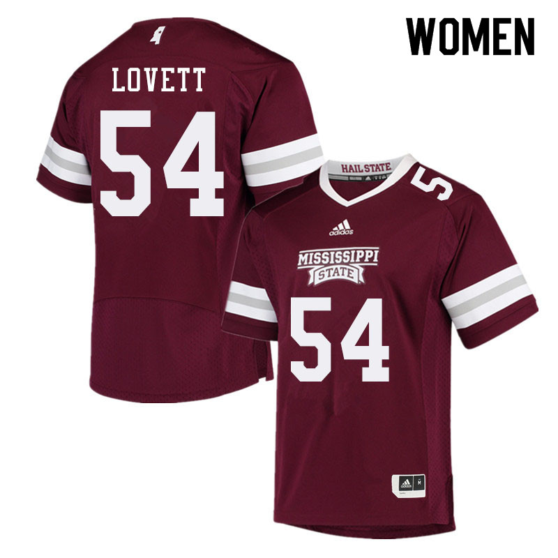 Women #54 Fabien Lovett Mississippi State Bulldogs College Football Jerseys Sale-Maroon